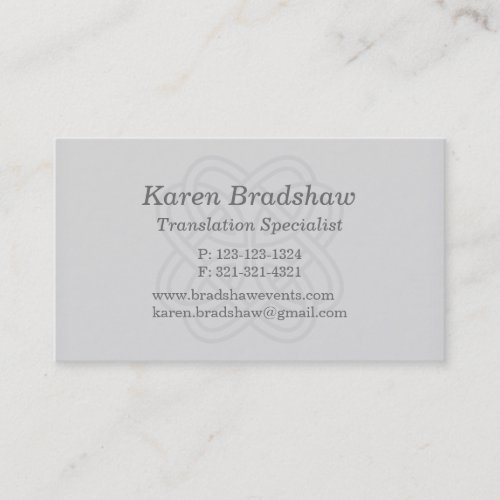 Gray Celtic Knot Translation Business Cards