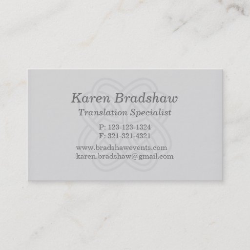 Customizable Gray Celtic Knot Translation Business Cards