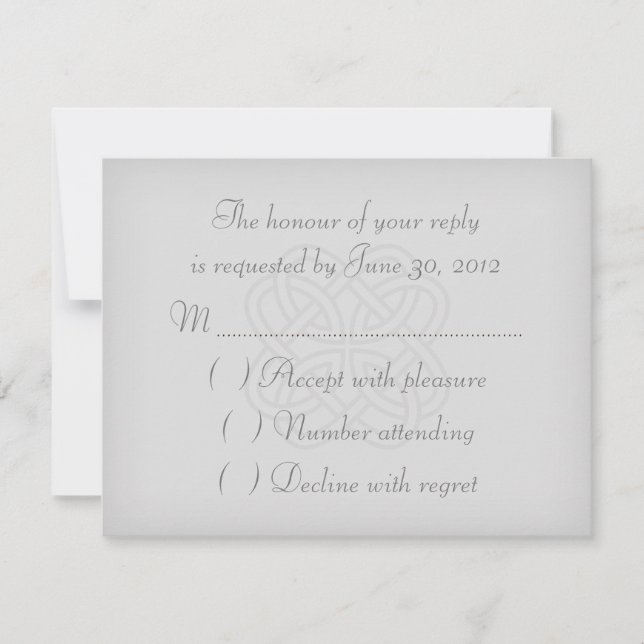 Gray Celtic Knot Wedding Invitation RSVP Card (Front)
