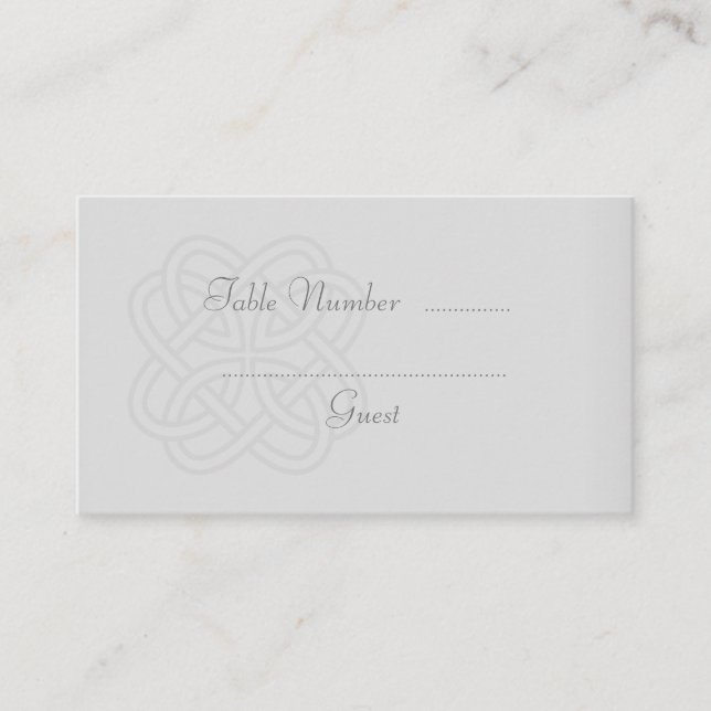 Gray Celtic Knot Wedding Table Place Cards (Front)