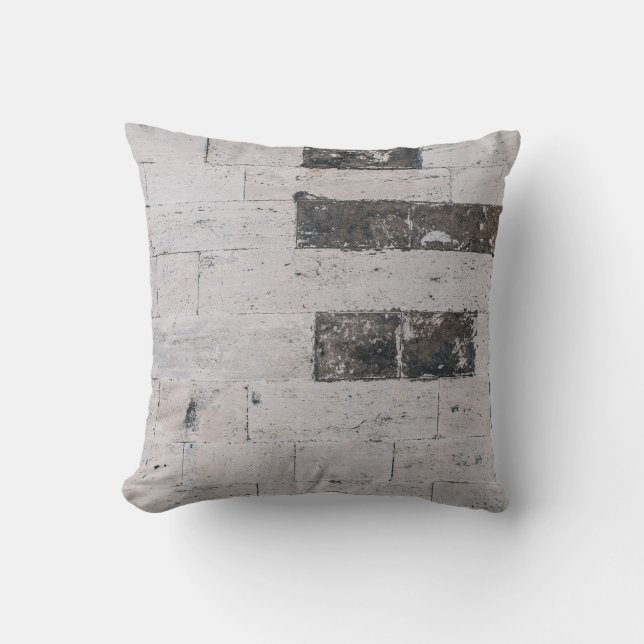 Gray cement wall throw pillow (Front)