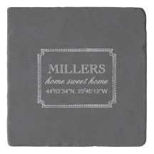 Gray Chalk Art GPS Coordinate Trivet