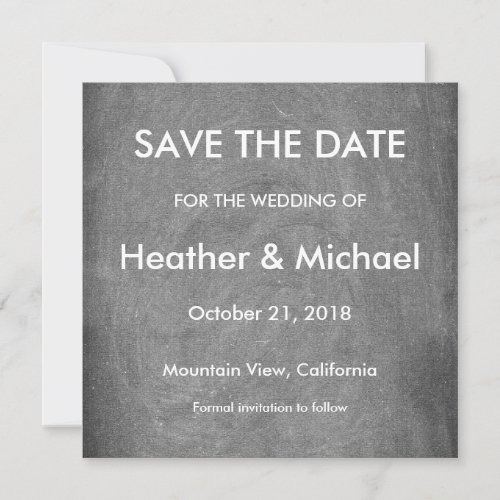Gray Chalkboard Background Save the Date Wedding