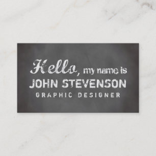 Gray chalkboard chic hello graphic designer business card