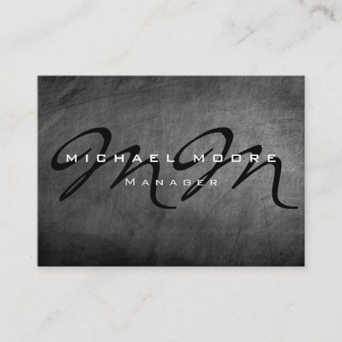 Gray Chalkboard Chubby Monogram Business Card