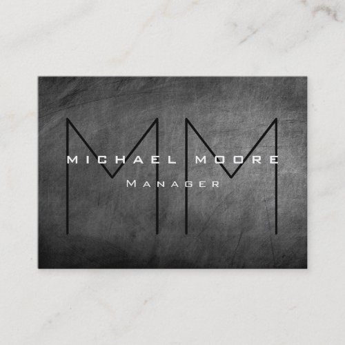 Gray Chalkboard Chubby Monogram Business Card