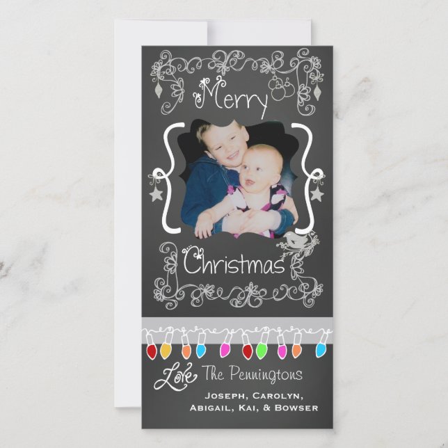 Gray Chalkboard Merry Christmas Holiday Photo Card (Front)