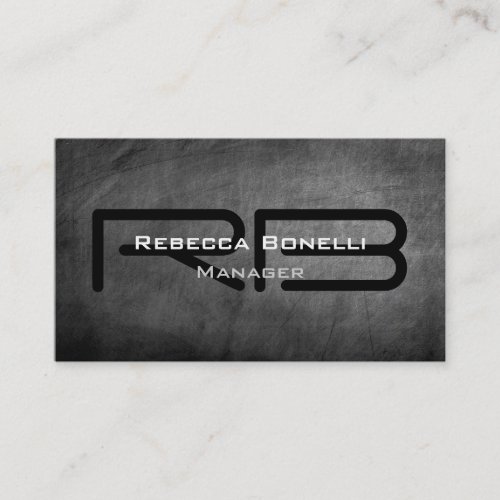 Gray Chalkboard Monogram Manager Business Card