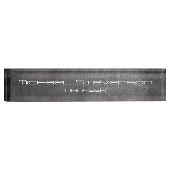 Gray Chalkboard Pattern Business Desk Nameplate (Front)