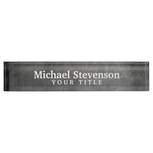Gray Chalkboard Pattern Business Desk Nameplate