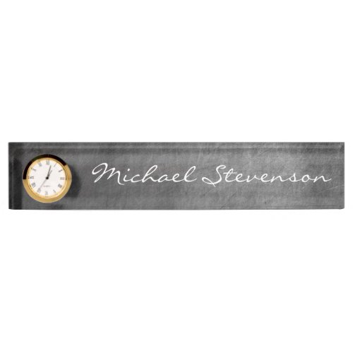 Gray Chalkboard Pattern Business Nameplate