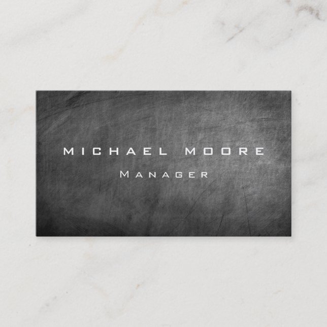 Gray Chalkboard Pattern Manager Business Card (Front)
