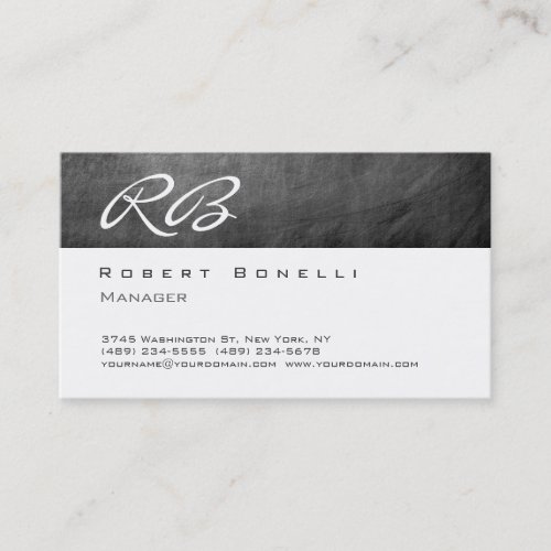 Gray Chalkboard Pattern Monogram Business Card