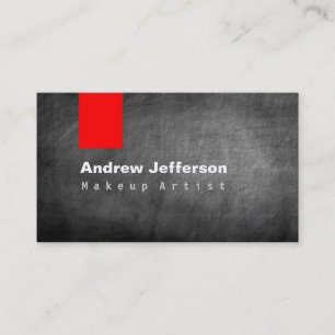 Gray Chalkboard Pattern Red Business Card