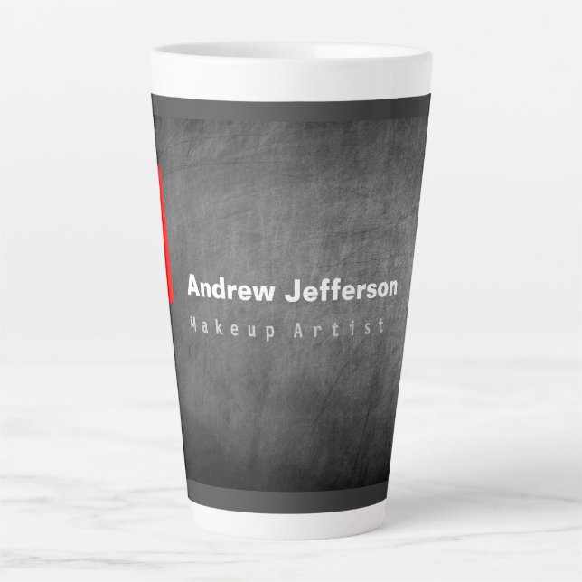 Gray Chalkboard Pattern Red Latte Mug (Front)