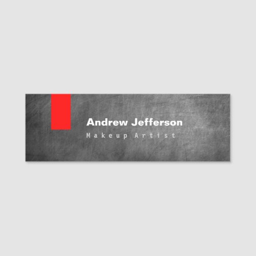 Gray Chalkboard Pattern Red Name Tag