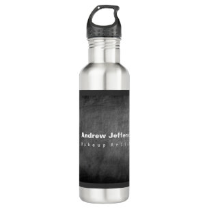 Gray Chalkboard Pattern Red Stainless Steel Water Bottle