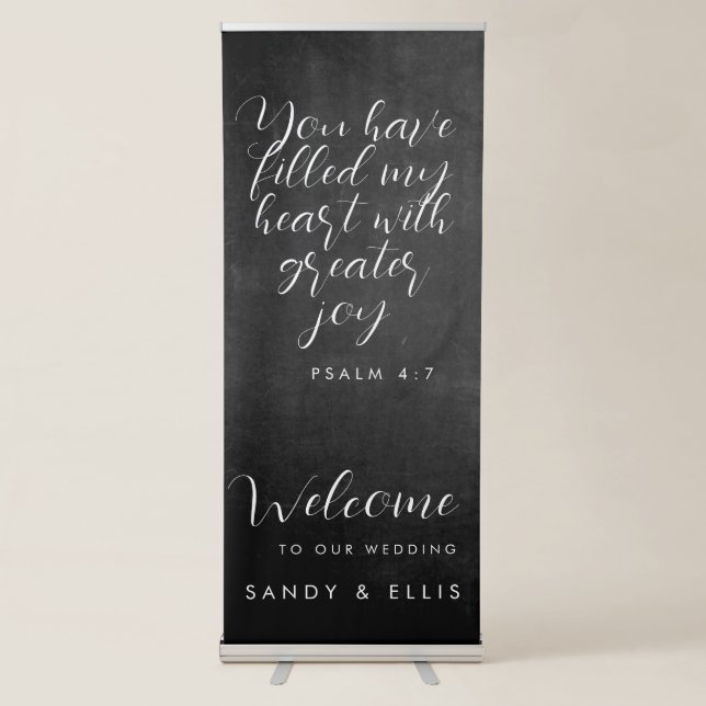 Gray Chalkboard Psalm 4 Welcome Retractable Banner (Front)