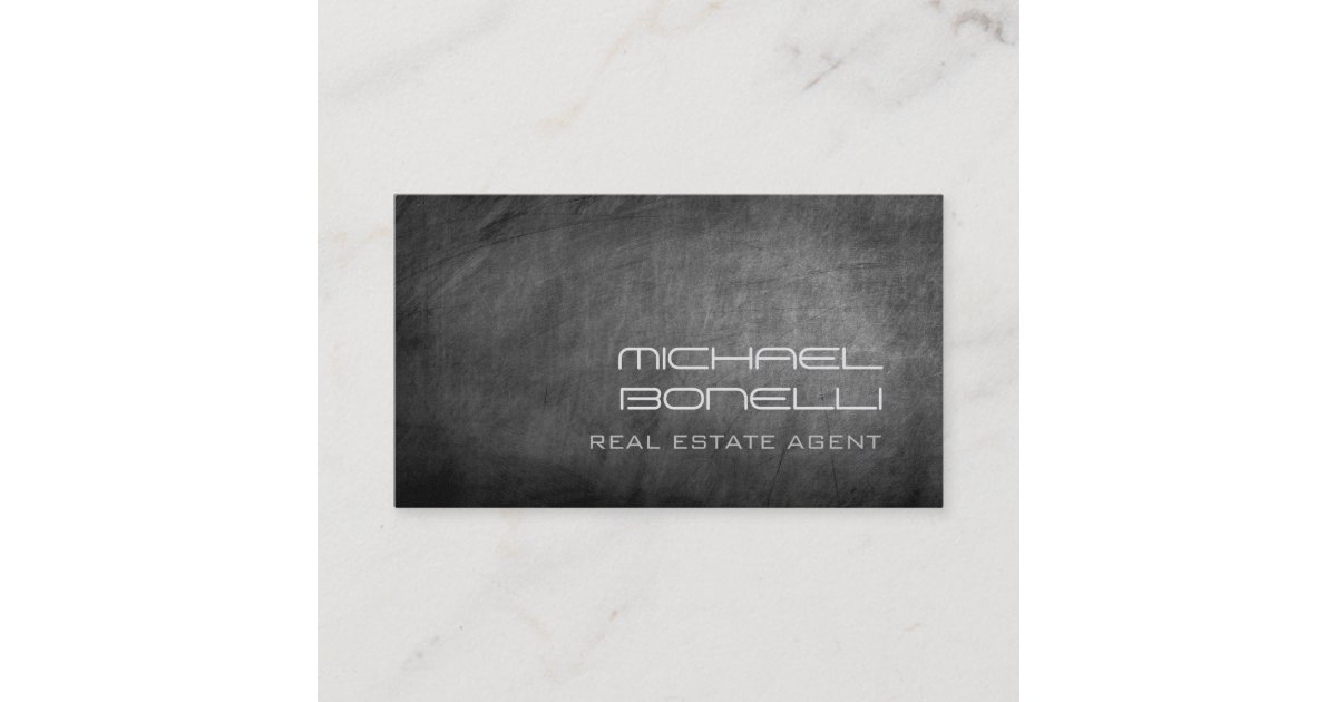Gray Chalkboard Real Estate Agent Business Card Zazzle