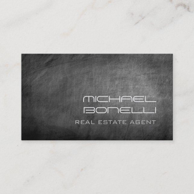 Gray Chalkboard Real Estate Agent Business Card (Front)