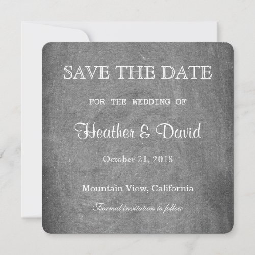 Gray Chalkboard Save the Date Wedding Invitation