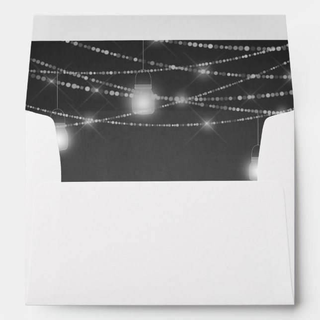 Gray Chalkboard & White Mason Jar String Lights Envelope (Back (Bottom))