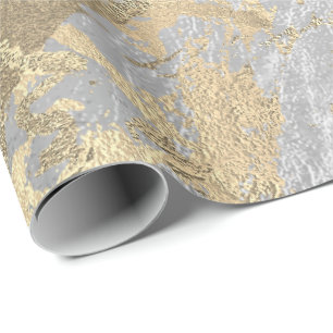 Gray Champaigne Gold Marble Grey Metallic Stroke Wrapping Paper