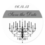 Gray Chandelier Save the Date Stickers