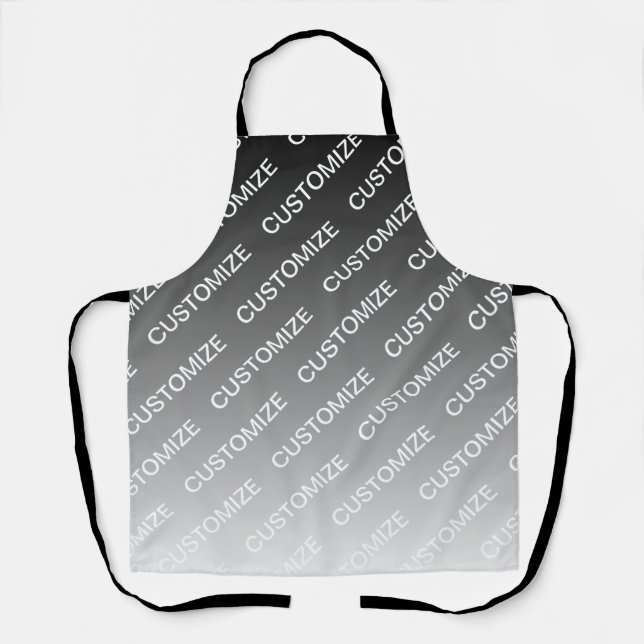 Gray (changeable color) Ombre & Text Pattern Apron (Front)