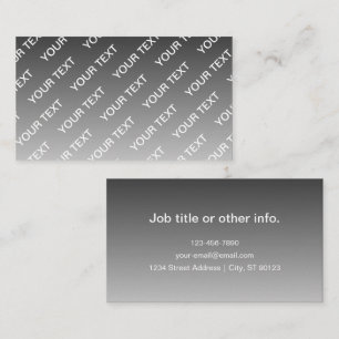 Gray (changeable color) Ombre & Text Pattern Business Card