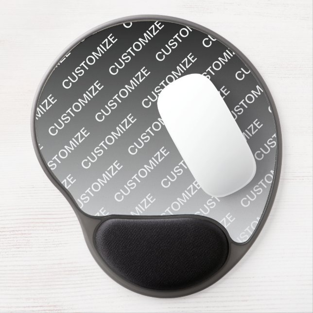 Gray (changeable color) Ombre & Text Pattern Gel Mouse Pad (Left Side)