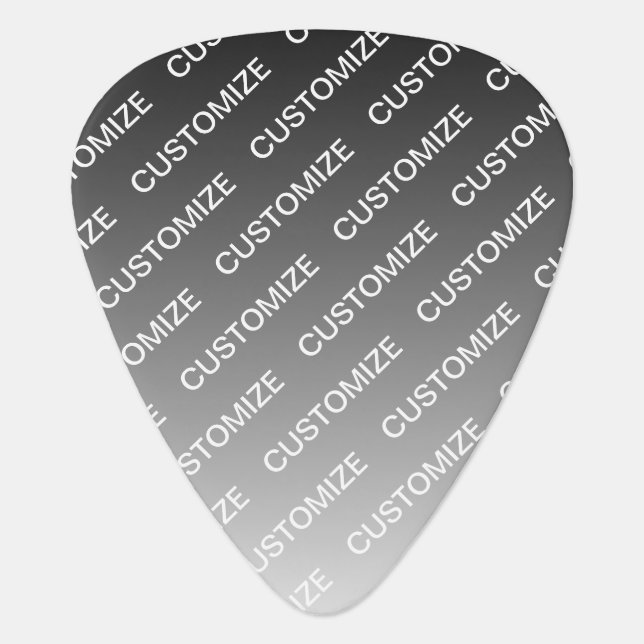 Gray (changeable color) Ombre & Text Pattern Guitar Pick (Front)