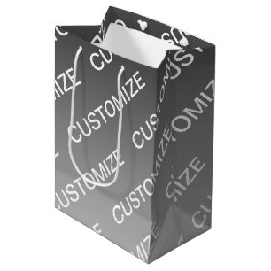 Gray (changeable color) Ombre & Text Pattern Medium Gift Bag