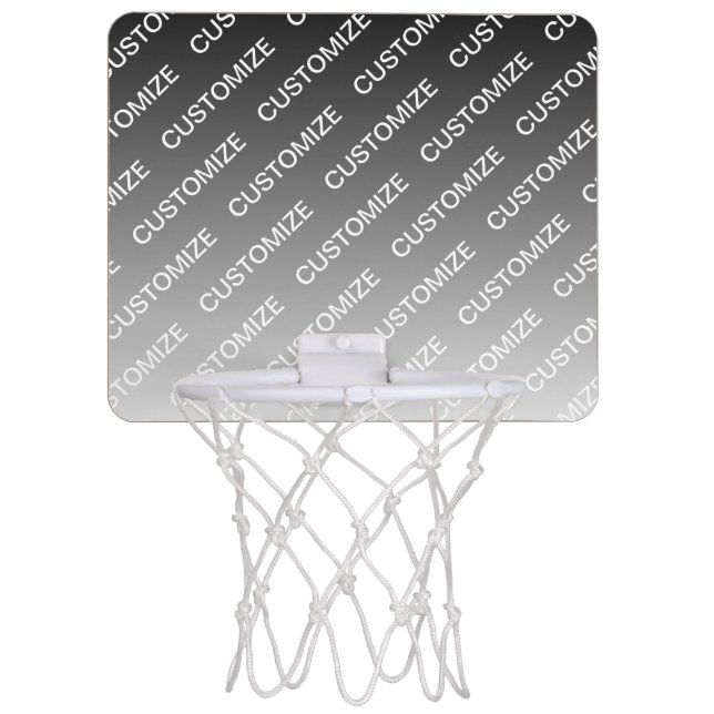 Gray (changeable color) Ombre & Text Pattern Mini Basketball Hoop (Front)
