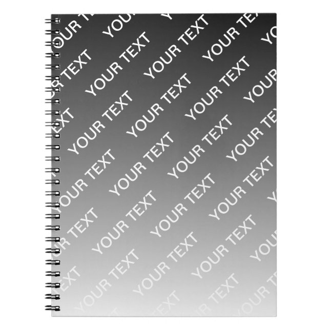 Gray (changeable color) Ombre & Text Pattern Notebook (Front)