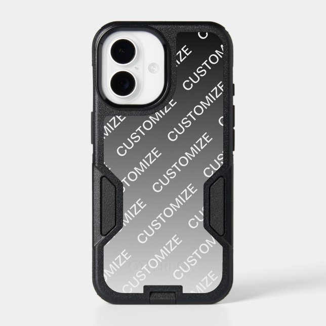 Gray (changeable color) Ombre & Text Pattern Otterbox iPhone Case (Back)