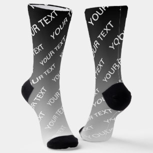 Gray (changeable color) Ombre & Text Pattern Socks