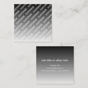 Gray (changeable color) Ombre & Text Pattern Square Business Card