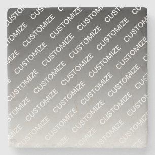 Gray (changeable color) Ombre & Text Pattern Stone Coaster