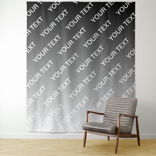 Gray (changeable color) Ombre & Text Pattern Tapestry (In Situ)