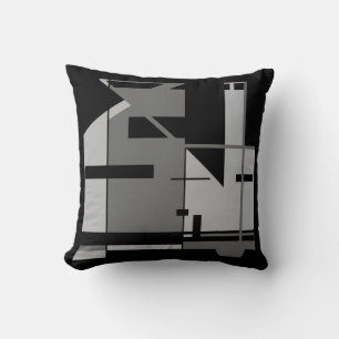 Gray Charcoal Black Bold Southwest Art Look Mosaic Throw Pillow