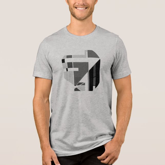 Gray Charcoal Black Geometric Abstract MCM Look Tri-Blend Shirt (Front)
