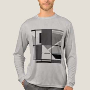 Gray Charcoal Black MCM Look Geometric Abstract  Tri-Blend Shirt