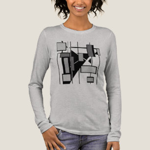 Gray Charcoal Black Shapes MCM Look Art Design Tri-Blend Shirt