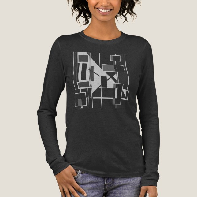 Gray Charcoal Geometric MCM-inspired Abstract Art Tri-Blend Shirt (Front)