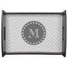 Gray & Charcoal Modern Chevron Custom Monogram