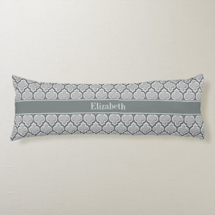 Gray Charcoal Moroccan #5DS Charcoal Name Monogram Body Pillow