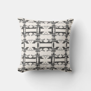 Gray Charcoal Off-White Perpendicular Rows Design Throw Pillow