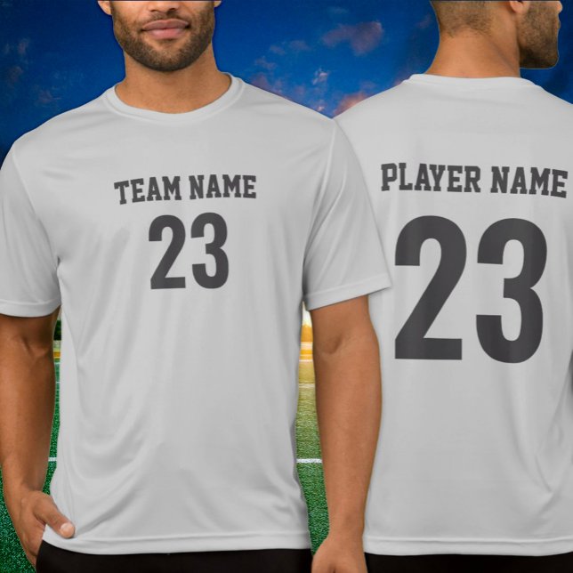 Gray Charcoal Sports Team Jersey Number T-Shirt (Creator Uploaded)
