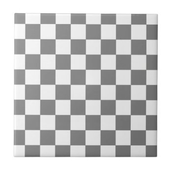 Gray Checkerboard Ceramic Tile by LokisColors at Zazzle